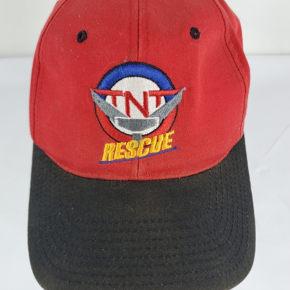 TNT RESCUE Red Black Hat Adult Adjustable Snapback Ball Cap. Embroidered Logo - Picture 2 of 10